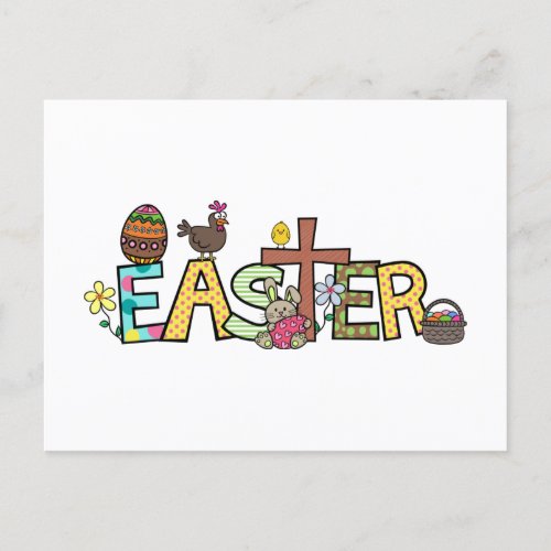 Cute Easter Holiday Celebration Text Postcard