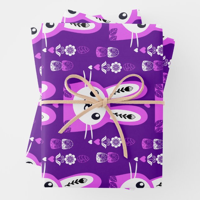 Cute Easter Holiday Rabbit Wrapping Paper Sheets (In situ)