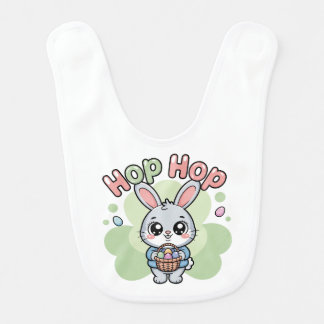 Cute Easter Hop Bunny Basket Artwork Baby Bib