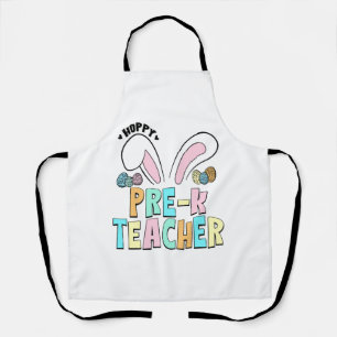 Cute Easter Hoppy Pre K Teacher Bunny Ears Apron