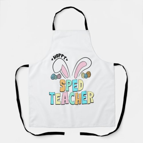 Cute Easter Hoppy Sped Teacher Bunny Ears Apron