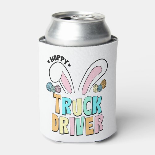 Cute Easter Hoppy Truck Driver Bunny Ears Can Cooler