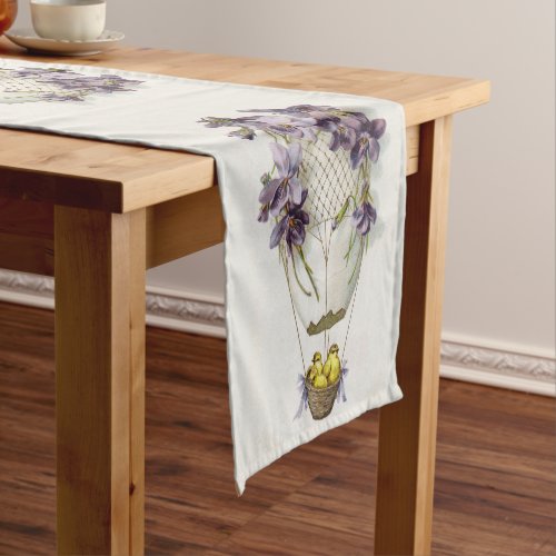 Cute Easter Hot Air Balloon of Lilies Table Runner