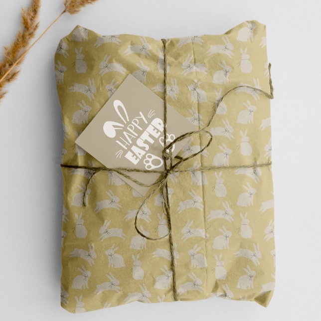 Cute Easter Jumping Bunnies Minimalist Pattern  Tissue Paper (Creator Uploaded)