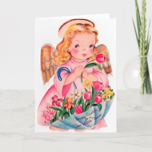 Cute Easter Niece add message Angel Holiday Card