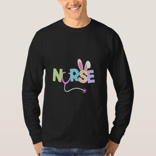 Cute Easter Nurse Bunny Ears Happy Easter Eggs Out T_Shirt
