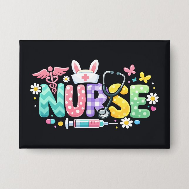 Cute Easter Nurse Medical Humor Button (Front)