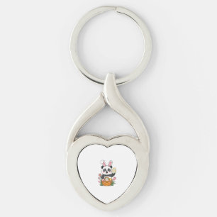 Cute Easter Panda Bunny Rabbit Easter Egg Basket P Keychain