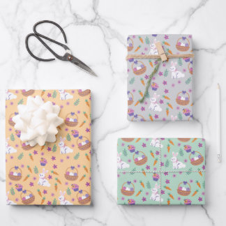 Cute Easter Pattern Bunny Wrapping Paper Sheets