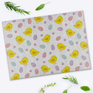 Cute Easter pattern Chickens Eggs Custom color Cutting Board