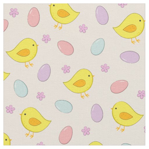 Cute Easter pattern Chickens Eggs Custom color Fabric