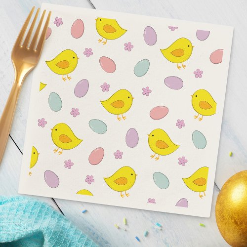 Cute Easter pattern Chickens Eggs Custom color Fun Paper Napkins