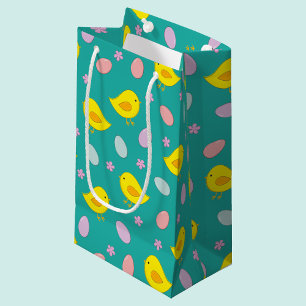 Cute Easter pattern Chickens Eggs Custom color Small Gift Bag