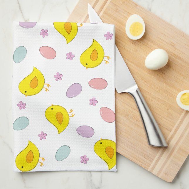 Cute Easter pattern Chickens Eggs Custom color Towel (Quarter Fold)