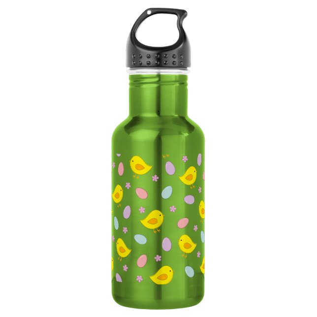 Cute Easter pattern Chickens Eggs Custom color Water Bottle (Front)