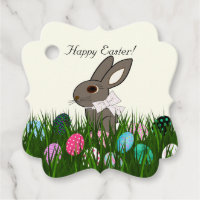 Cute Easter Personalized Rabbit Eggs Gift Card Favor Tags