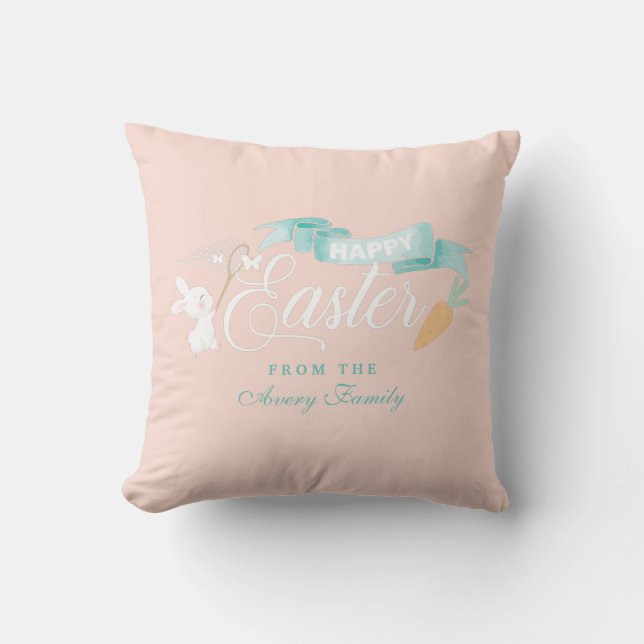 Cute Easter Personalized Throw Pillow (Front)