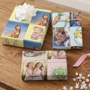 Cute Easter Pictures and Square Photos Set of 3 Wrapping Paper Sheets