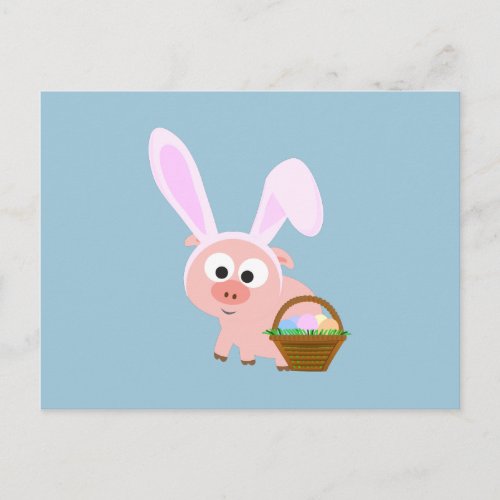 Cute Easter Pig Holiday Postcard