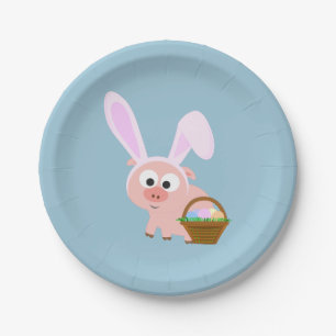 Cute Easter Pig Paper Plates