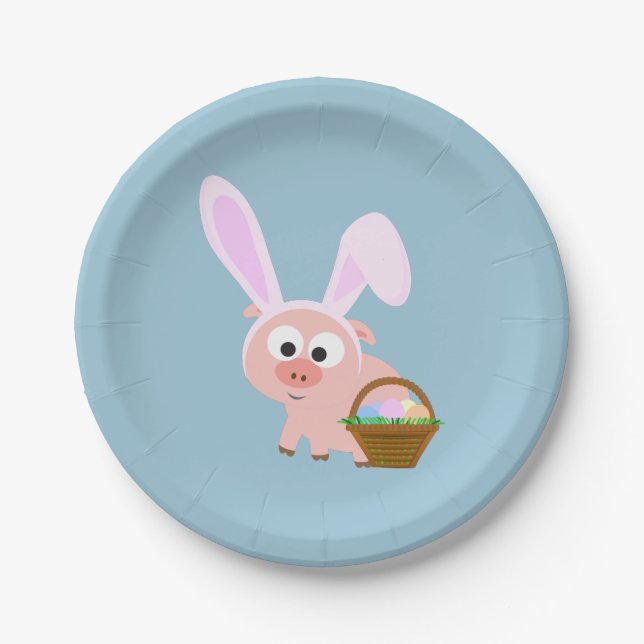Cute Easter Pig Paper Plates (Front)