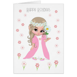 Cute Easter Princess & Pink Flowers Cards