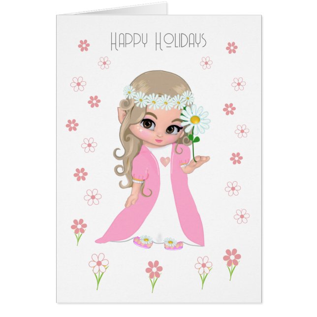 Cute Easter Princess & Pink Flowers Cards (Front)
