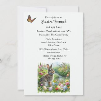 Cute Easter Rabbit and Egg Hunt Holiday 