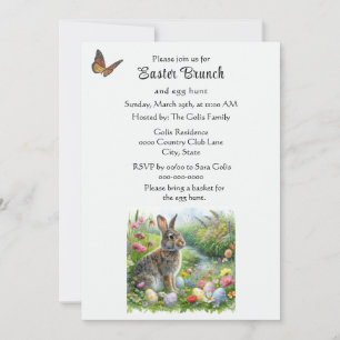 Cute Easter Rabbit and Egg Hunt Holiday  Invitation