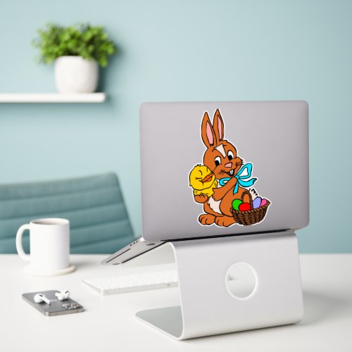 Cute Easter Rabbit Chicks Eggs Sticker