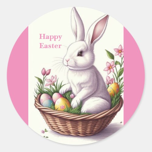 Cute Easter Rabbit  Classic Round Sticker