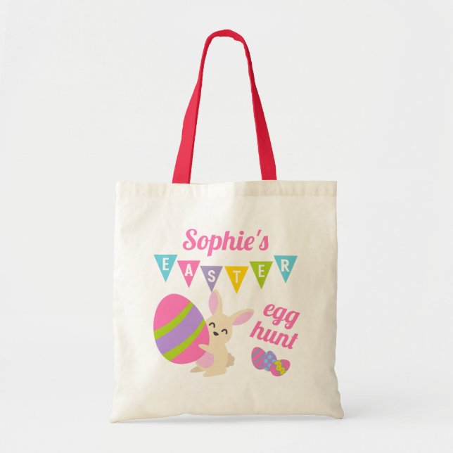 Cute Easter Rabbit Egg Hunt Tote Bag (Front)