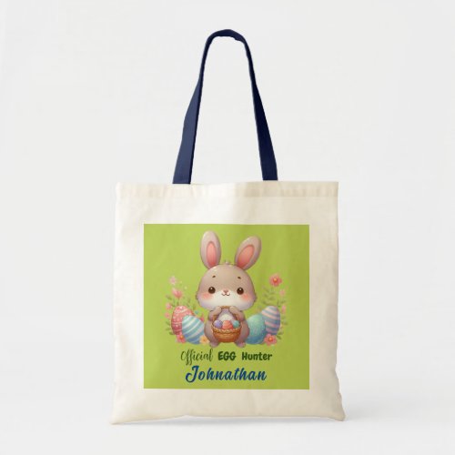 Cute Easter rabbit egg hunter personalized Tote Bag