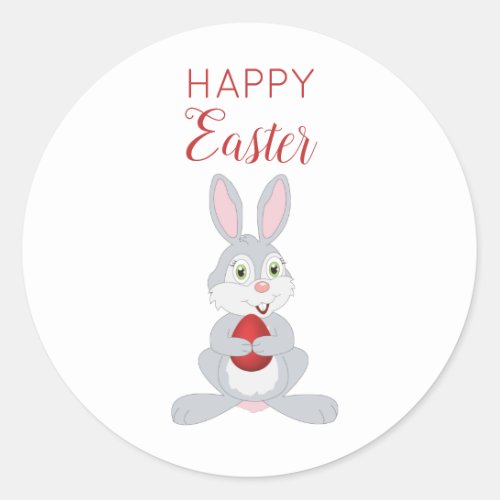 Cute Easter Rabbit Red Easter Egg  Classic Round Sticker