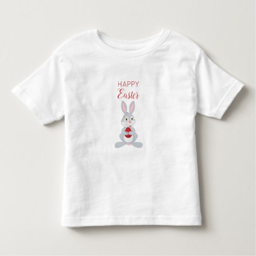 Cute Easter Rabbit Red Easter Egg  Toddler T_shirt