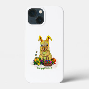 Cute Easter Rabbit with Eggs and Flowers iPhone 13 Mini Case