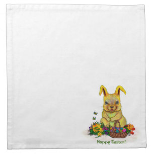 Cute Easter Rabbit with Eggs and Flowers Cloth Napkin