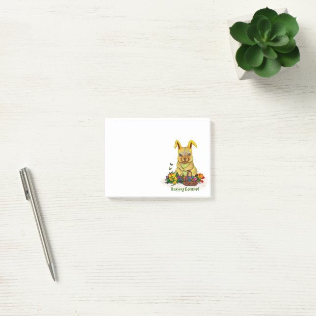 Cute Easter Rabbit with Eggs and Flowers Post-it Notes (Office)
