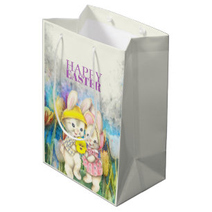 Cute Easter Rabbits Medium Gift Bag