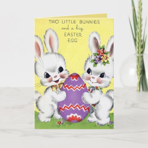 Cute Easter retro vintage bunnies Holiday Card