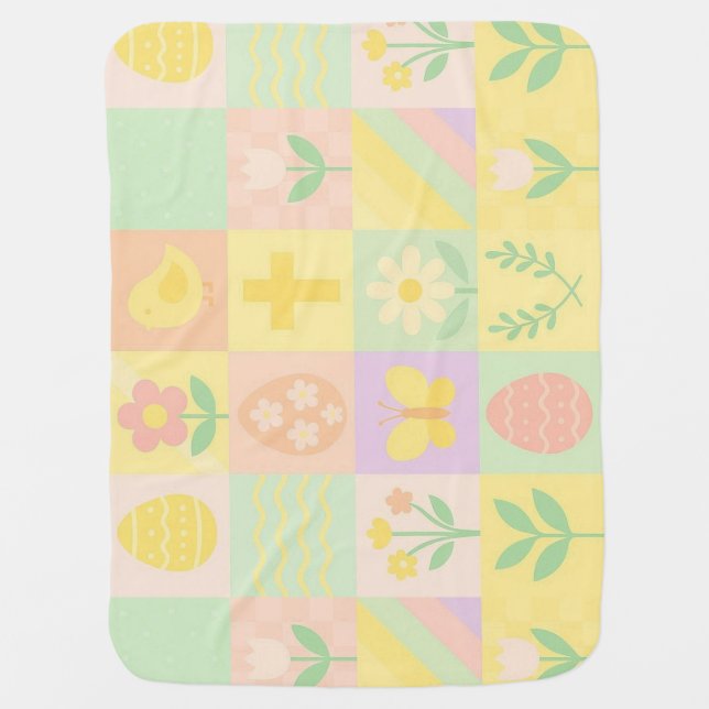 Cute Easter/spring patterned Baby Blanket (Front)