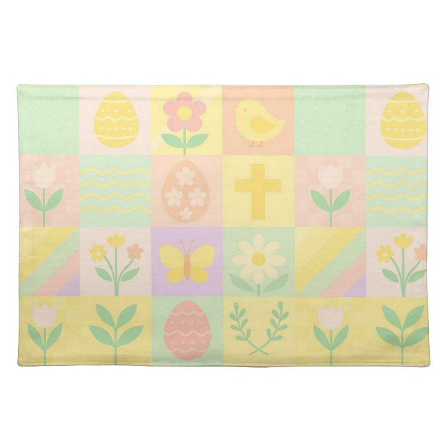 Cute Easter/spring patterned Cloth Placemat (Front)