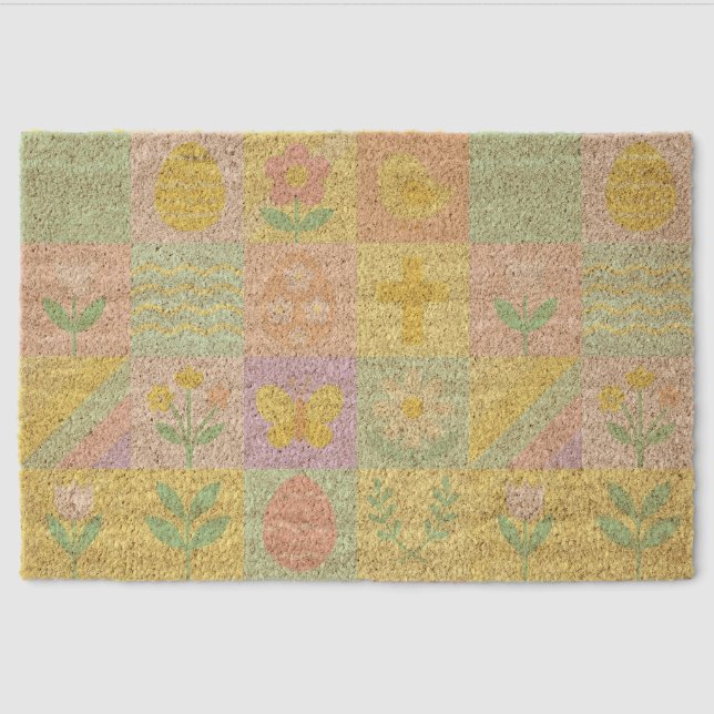 Cute Easter/spring patterned Fiber Doormat (Front)