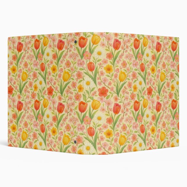 Cute Easter/spring patterned flowers 3 Ring Binder (Background)
