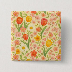 Cute Easter/spring patterned flowers Button