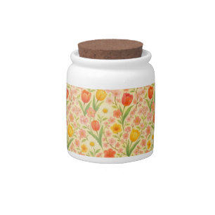 Cute Easter/spring patterned flowers Candy Jar