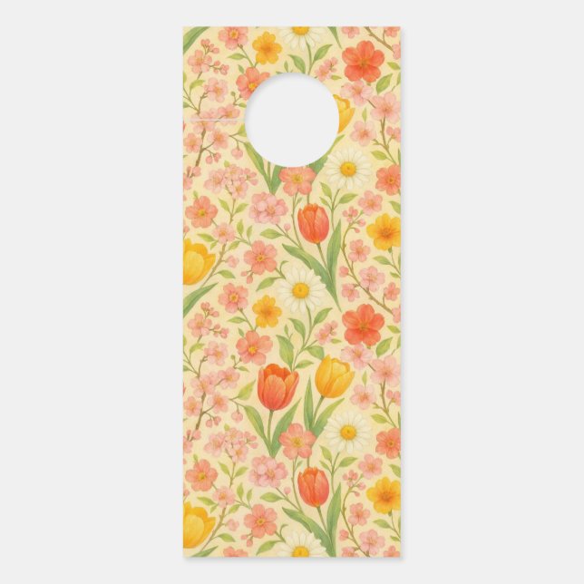 Cute Easter/spring patterned flowers Door Hanger (Front)