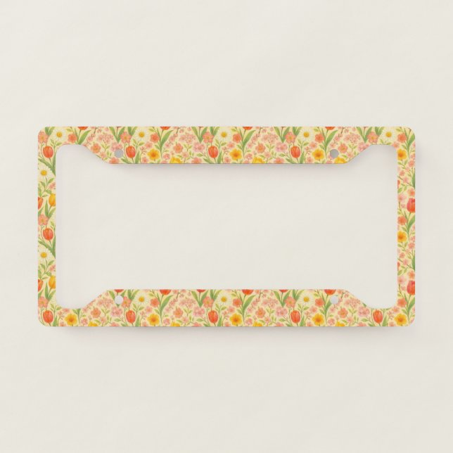 Cute Easter/spring patterned flowers License Plate Frame (Front)