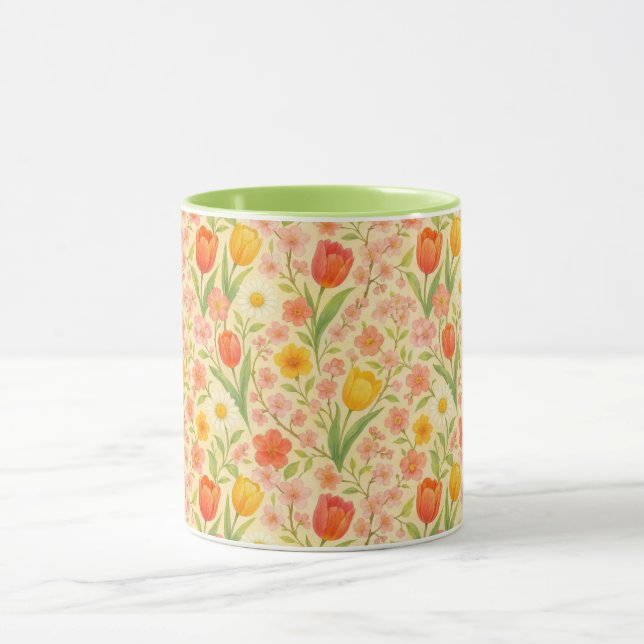 Cute Easter/spring patterned flowers Mug (Center)