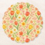 Cute Easter/spring patterned flowers Paper Coaster<br><div class="desc">.</div>